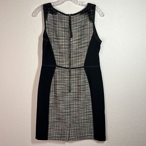 Ann Taylor LOFT Black Tweed Stripe Floral Sleeveless Sheath Dress Women's 6P‎ - Picture 8 of 9